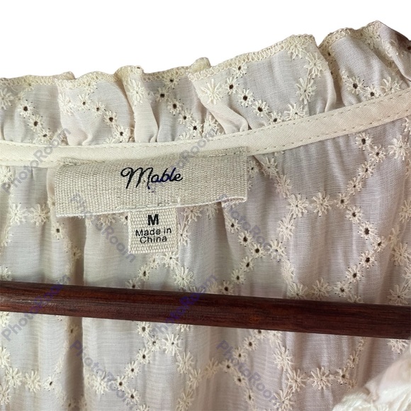 Mable Eyelet Mini - Dress, Size Medium, Cream Colored, Layered, Ruffles, Balloon - Picture 4 of 10